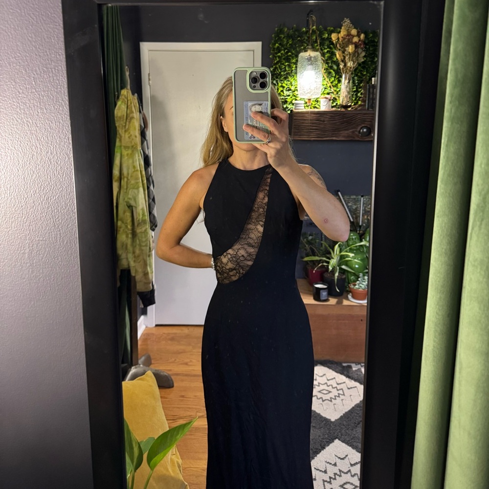 Jessica McClintock Gunne Sax vintage Black Dress with Lace